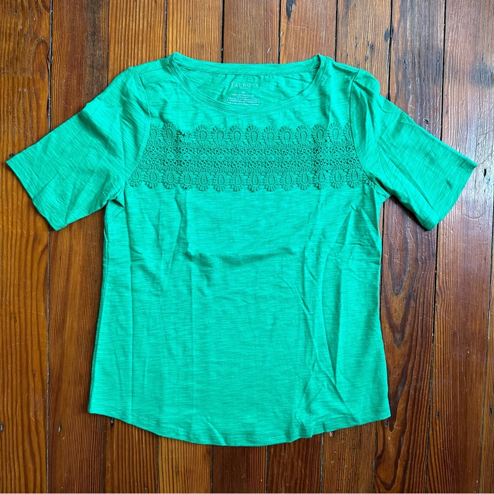 NWOT Talbots lace top tshirt PS